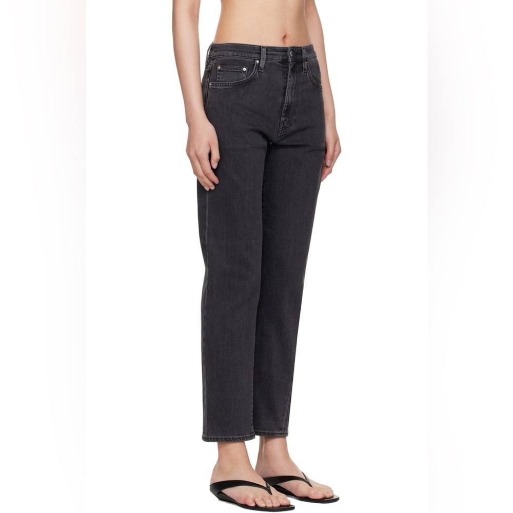 Toteme Crop Twisted Seam Straight Leg Faded Black 24 W 25 L Stretch Denim Jean - Picture 15 of 16